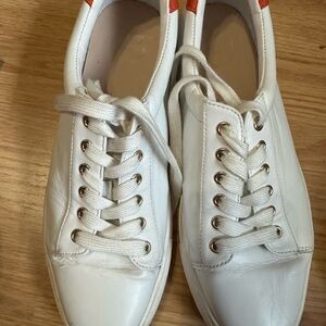 1901 White leather Sneakers with Orange Accents